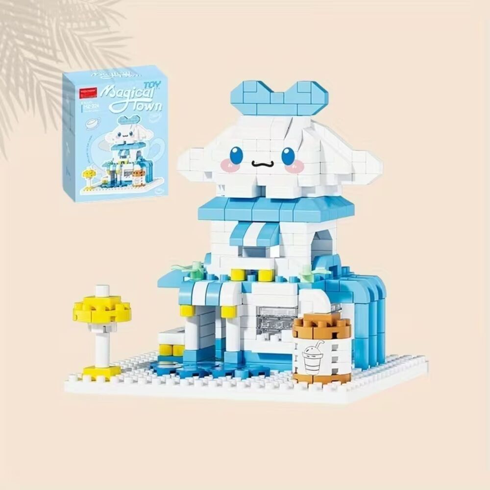 Large Eared Dog Mini Milk Tea Shop Building Blocks Street Scene Model Toy